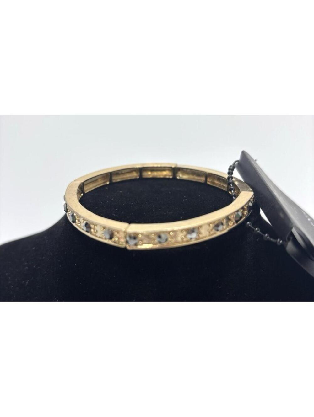 Expression Stretchy Bracelet Gold Tone Faux Jewels Fashion Jewelry NEW